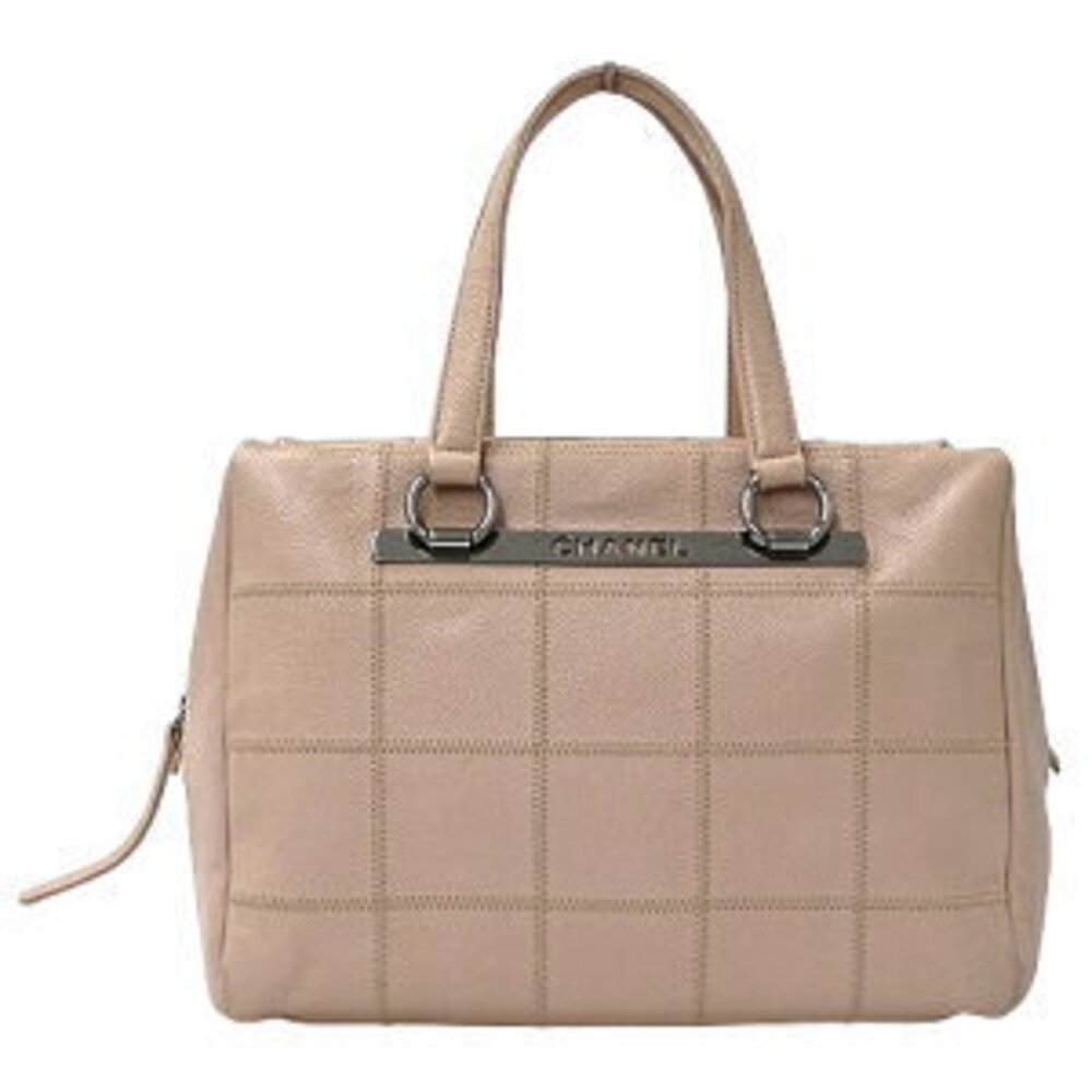 Chanel Chocobar Tote Bag Handbag Pink Beige Tan Caviar Leather